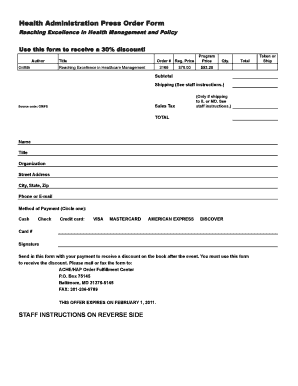 Health Administration Press Order Form
