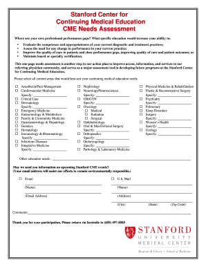 CME Needs Assessment Form