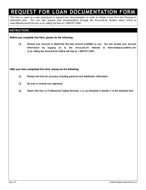 Request for Loan Documentation Form