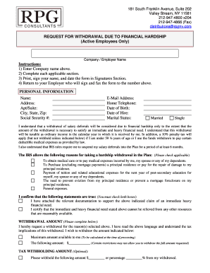 Request for Withdrawal Due to Financial Hardship