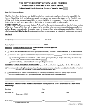 CUNY Form 210 - Certification of Prior NYS or NYC Public Service