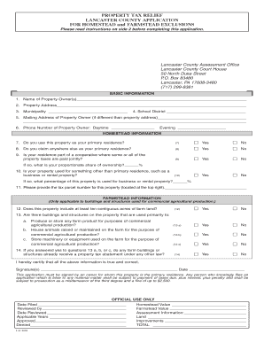 Lancaster County Property Tax Relief Application