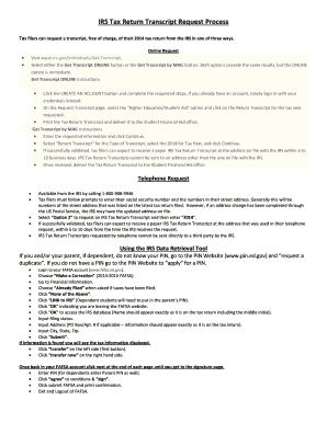 IRS Tax Return Transcript Request
