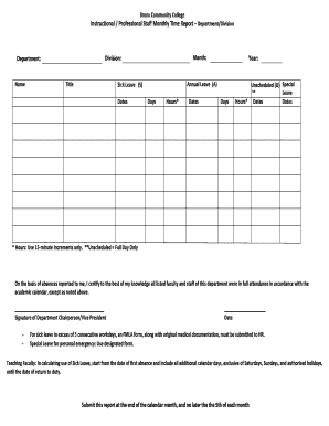 Instructional Staff Monthly Time Report