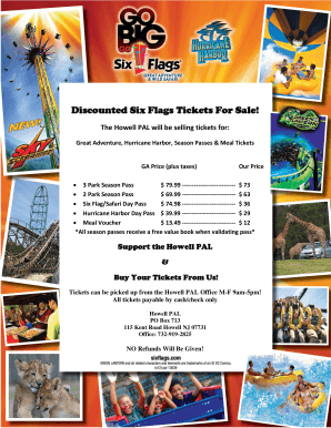 howell pal six flags tickets fill online printable fillable blank pdffiller