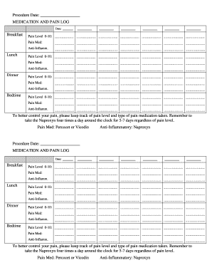Medication and Pain Log