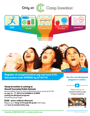 Camp Invention Registration Form