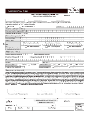 Taurus Mutual Fund SIP Enrollment Form
