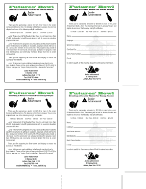 Junior Achievement Bowl-a-thon Sponsorship Form