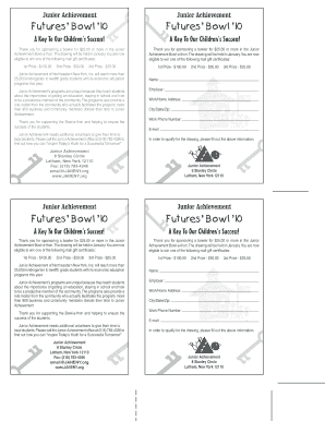 Junior Achievement Bowl-a-thon Sponsorship Form