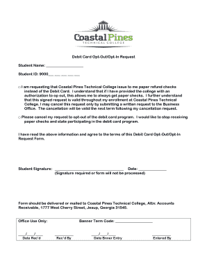 Debit Card Opt-Out/Opt-In Request Form