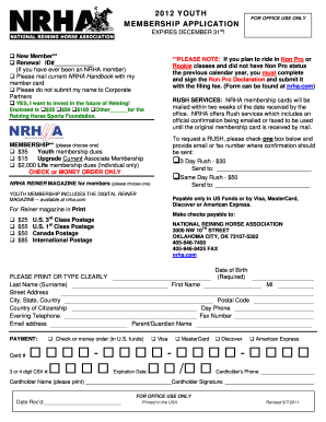 NRHA Youth Membership Application