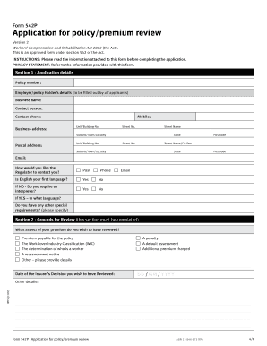 Queensland Workers' Compensation Policy Premium Review Application