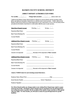 Rankin County School District Direct Deposit Authorization Form