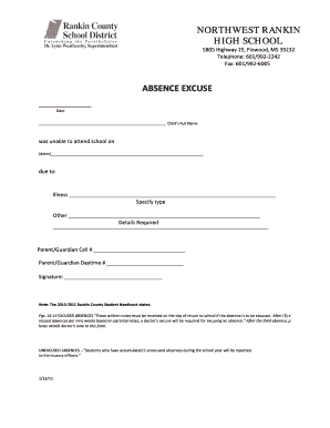 Absence Excuse Form