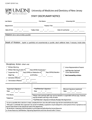 Staff Disciplinary Notice
