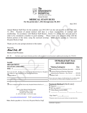 Medical Staff Dues Payment Form