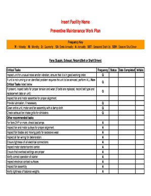 Preventive Maintenance Work Plan