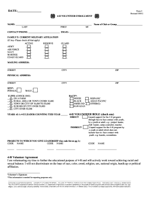 4-H Volunteer Enrollment Form
