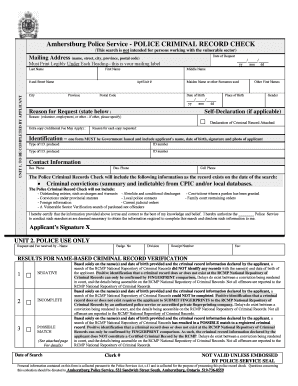 Amherstburg Police Criminal Record Check