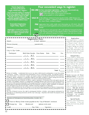 Newark Resident Registration Form