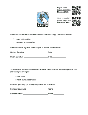 TUSD Technology Information Session Acknowledgment Form