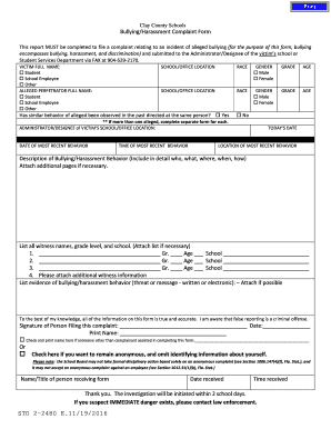 Bullying/Harassment Complaint Form