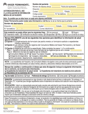 Formulario de autorización para el uso o la divulgación de información médica de un paciente