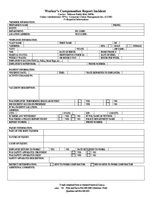 Workers Compensation Incident Report Form