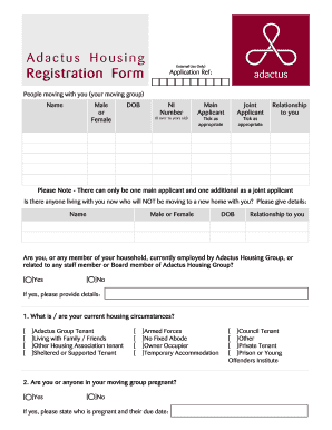Adactus Housing Registration Form