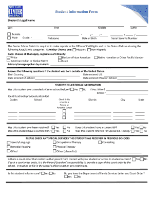Student Information Form