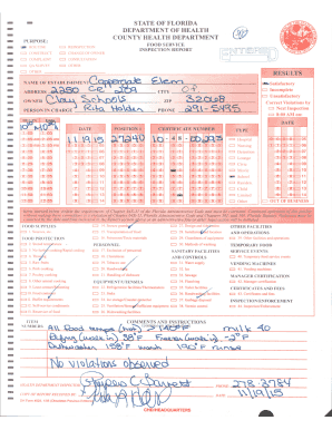 Florida Food Service Inspection Report