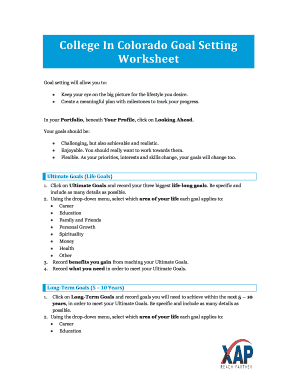 College Goal Setting Worksheet
