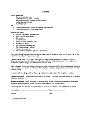 Stimulant Medication Consent Form