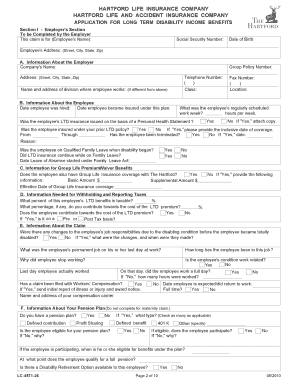 Long Term Disability Income Benefits Application