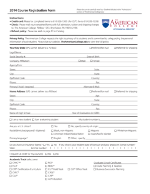 2014 Course Registration Form