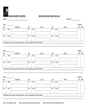 Blood Glucose and Food Log