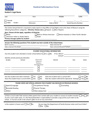 Student Information Form