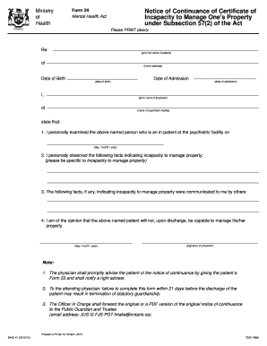 Ontario Mental Health Act Form 24
