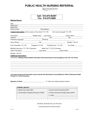 Public Health Nursing Referral Form