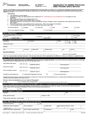 Ontario Electronic Data Transfer (EDT) Service Registration Form