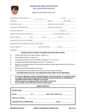 Fire Alarm Inspection Request Form