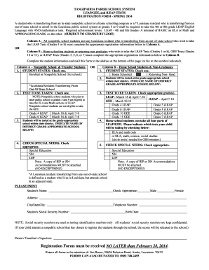 LEAP/GEE iLEAP Test Registration Form