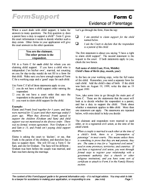 Evidence of Parentage Form C