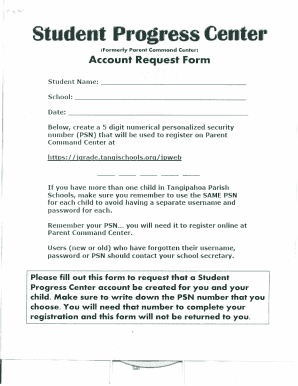 Student Progress Center Account Request Form