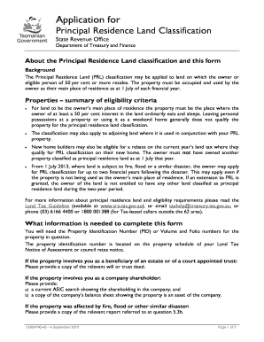 Principal Residence Land Classification Application