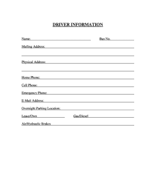 Driver Information Form