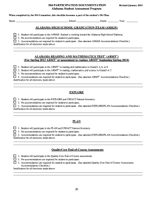 504 Participation Documentation Checklist