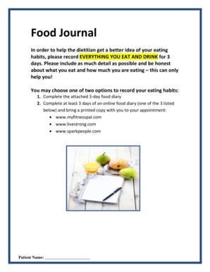 3-Day Food Diary for Dietitian