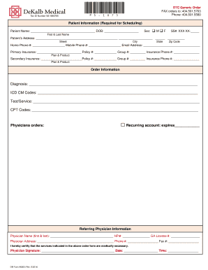 Medical Order Form